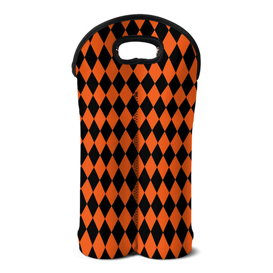Halloween Harlequin Pattern Print Double Neoprene Wine Tote