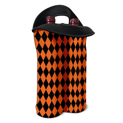 Halloween Harlequin Pattern Print Double Neoprene Wine Tote