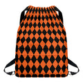 Halloween Harlequin Pattern Print Drawstring Backpack