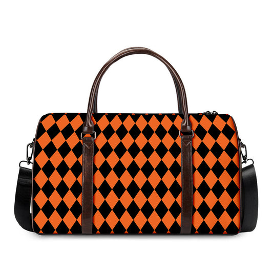 Halloween Harlequin Pattern Print Duffle Bag