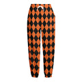 Halloween Harlequin Pattern Print Fleece Lined Knit Pants