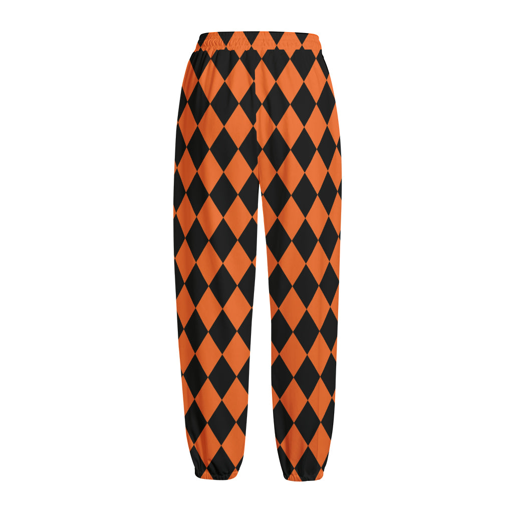 Halloween Harlequin Pattern Print Fleece Lined Knit Pants