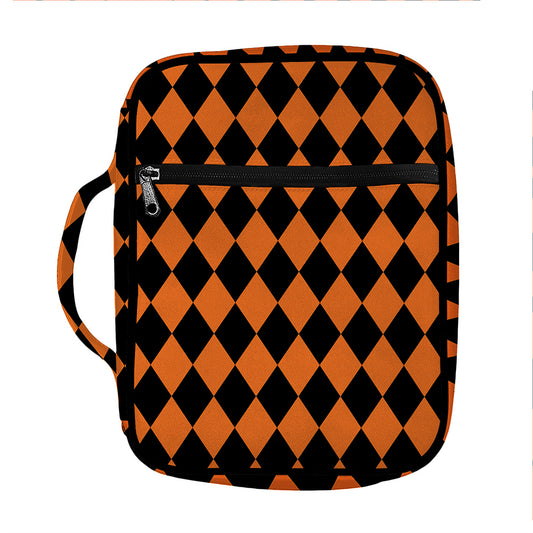 Halloween Harlequin Pattern Print Front Pocket Bible Bag