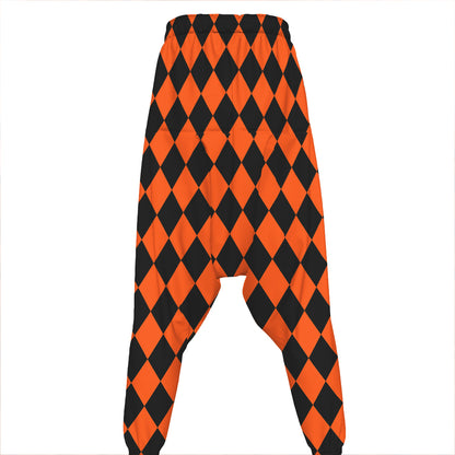 Halloween Harlequin Pattern Print Hammer Pants