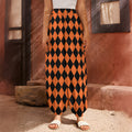 Halloween Harlequin Pattern Print Harem Pants
