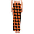 Halloween Harlequin Pattern Print High Slit Maxi Skirt