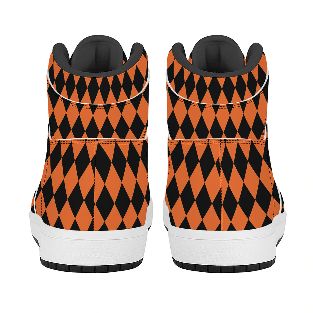 Halloween Harlequin Pattern Print High Top Leather Sneakers