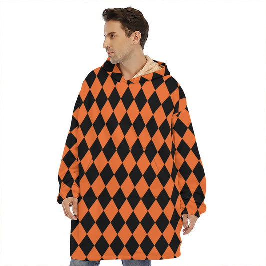 Halloween Harlequin Pattern Print Hoodie Blanket