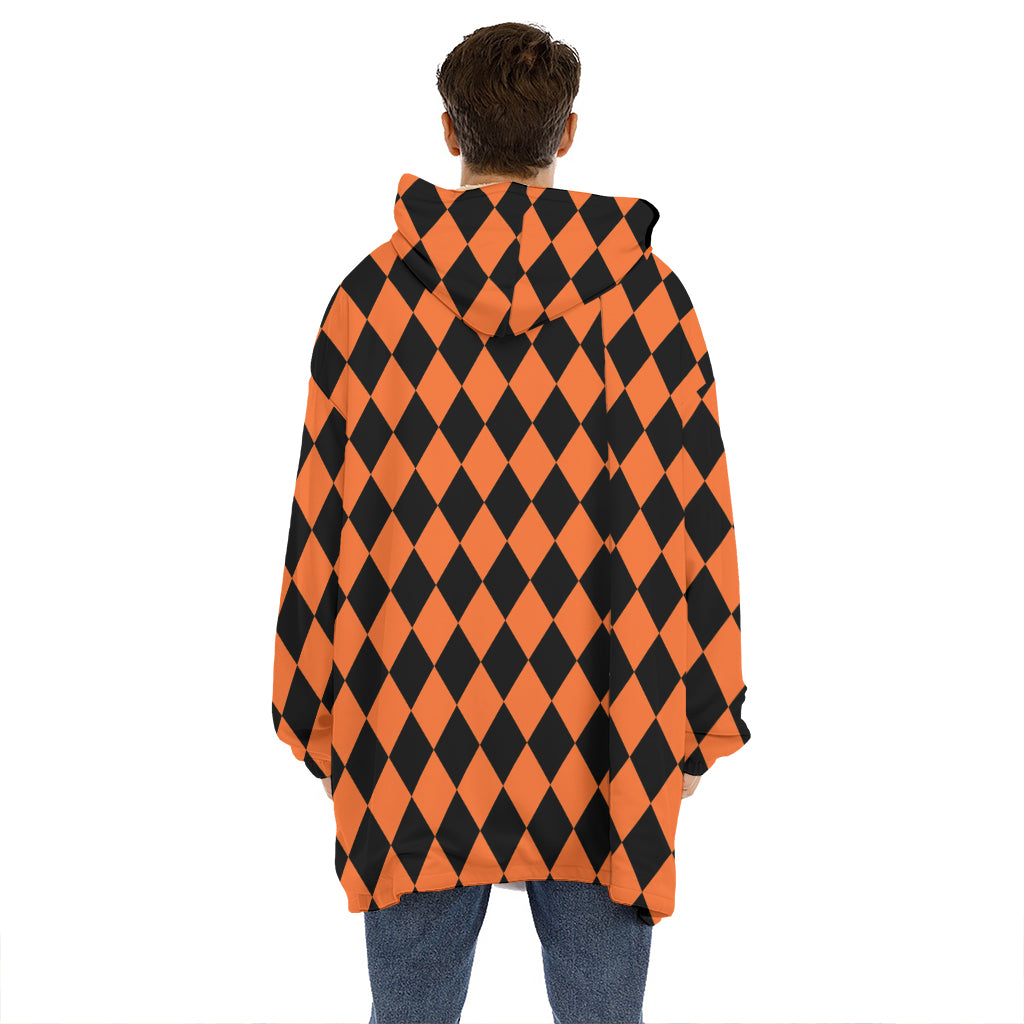 Halloween Harlequin Pattern Print Hoodie Blanket