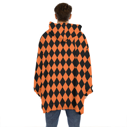 Halloween Harlequin Pattern Print Hoodie Blanket