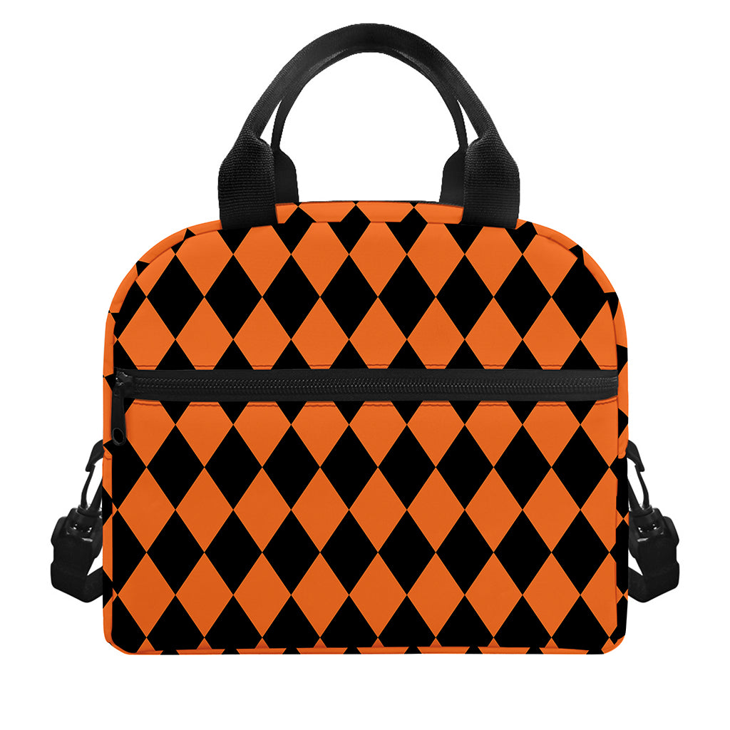 Halloween Harlequin Pattern Print Insulated Lunch Bag
