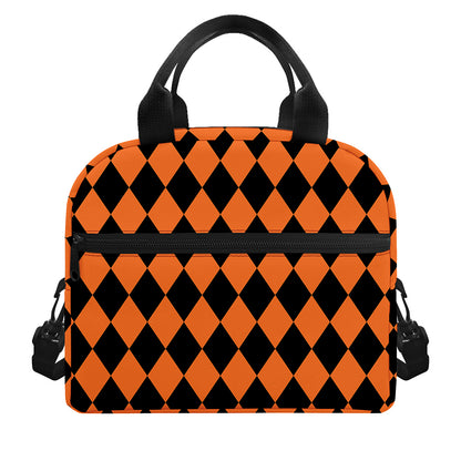 Halloween Harlequin Pattern Print Insulated Lunch Bag