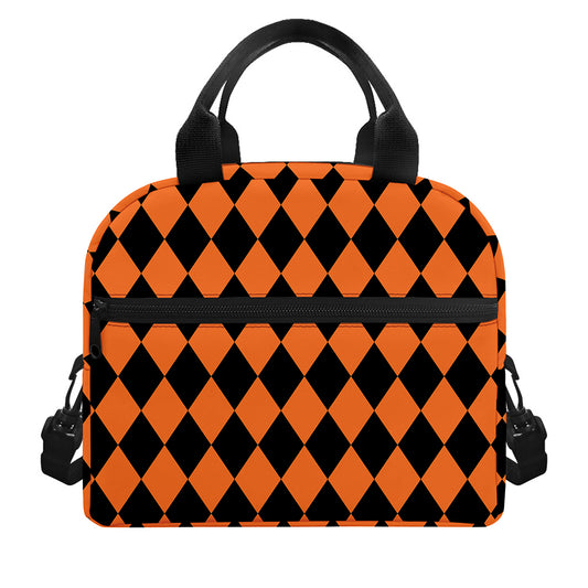 Halloween Harlequin Pattern Print Insulated Lunch Bag