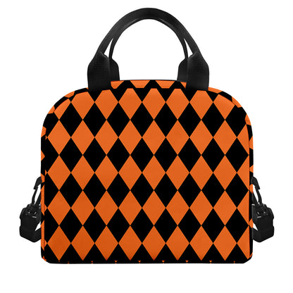 Halloween Harlequin Pattern Print Insulated Lunch Bag