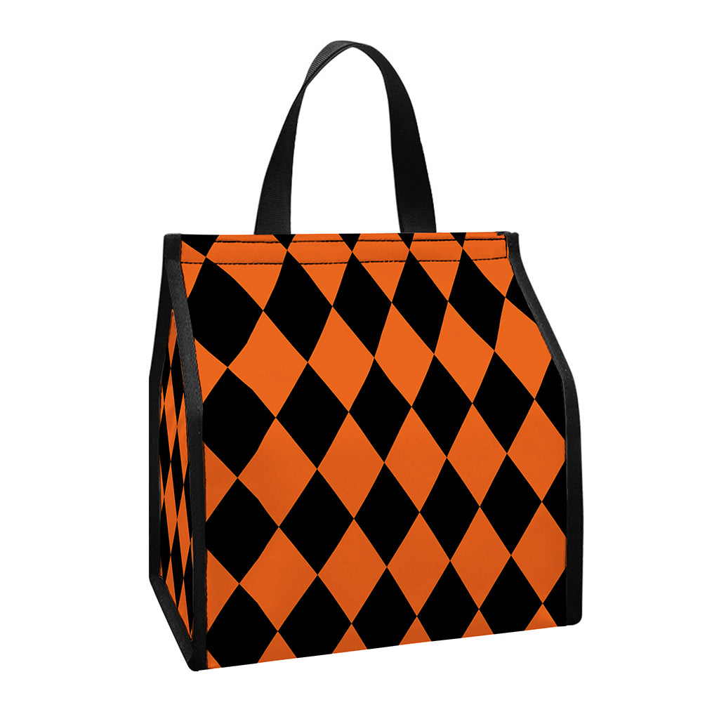 Halloween Harlequin Pattern Print Insulated Lunch Tote