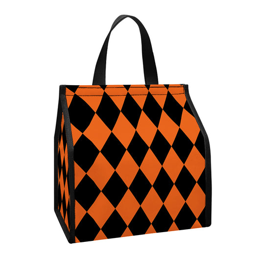 Halloween Harlequin Pattern Print Insulated Lunch Tote
