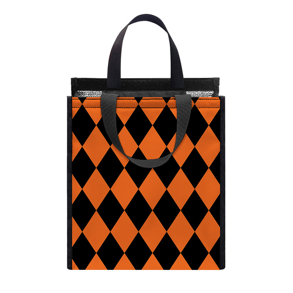Halloween Harlequin Pattern Print Insulated Lunch Tote