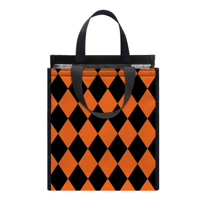 Halloween Harlequin Pattern Print Insulated Lunch Tote
