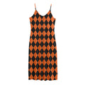 Halloween Harlequin Pattern Print Jersey Midi Cami Dress