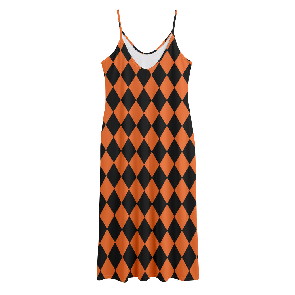 Halloween Harlequin Pattern Print Jersey Midi Cami Dress