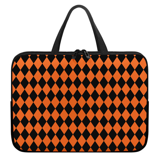 Halloween Harlequin Pattern Print Laptop Sleeve With Handle