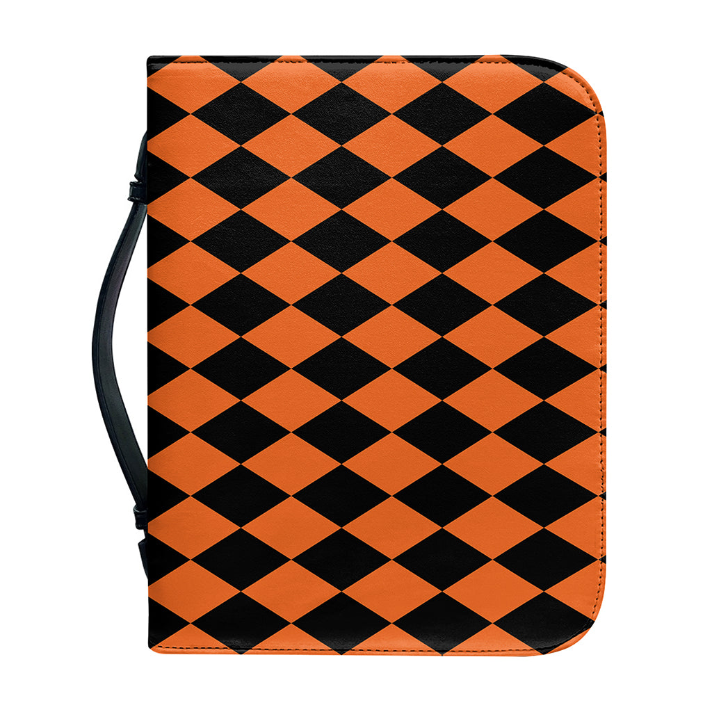 Halloween Harlequin Pattern Print Leather Bible Cover