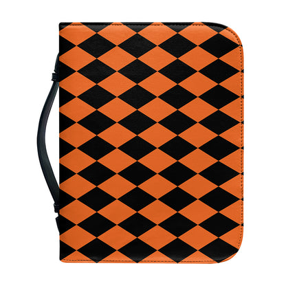 Halloween Harlequin Pattern Print Leather Bible Cover