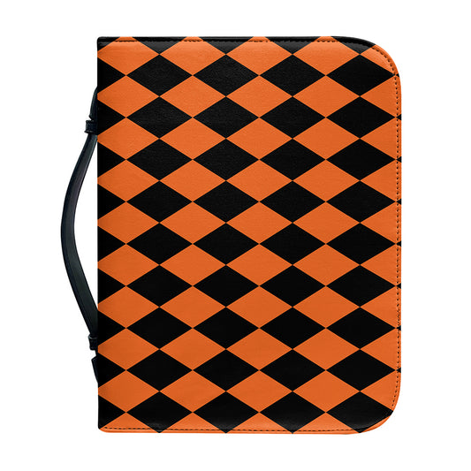 Halloween Harlequin Pattern Print Leather Bible Cover