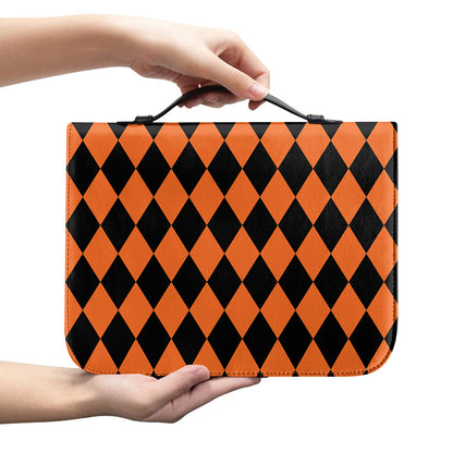 Halloween Harlequin Pattern Print Leather Bible Cover