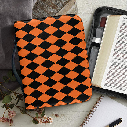 Halloween Harlequin Pattern Print Leather Bible Cover