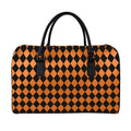 Halloween Harlequin Pattern Print Leather Duffel Bag
