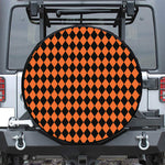 Halloween Harlequin Pattern Print Leather Spare Tire Cover