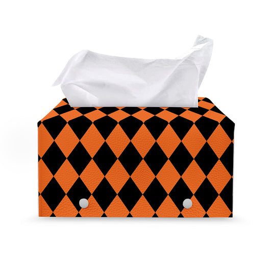 Halloween Harlequin Pattern Print Leather Tissue Box Cover
