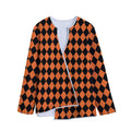 Halloween Harlequin Pattern Print Long Sleeve Short Coat