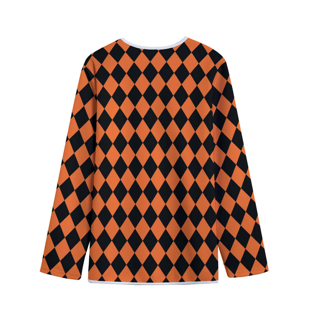 Halloween Harlequin Pattern Print Long Sleeve Short Coat
