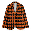 Halloween Harlequin Pattern Print Men's Cotton Blazer
