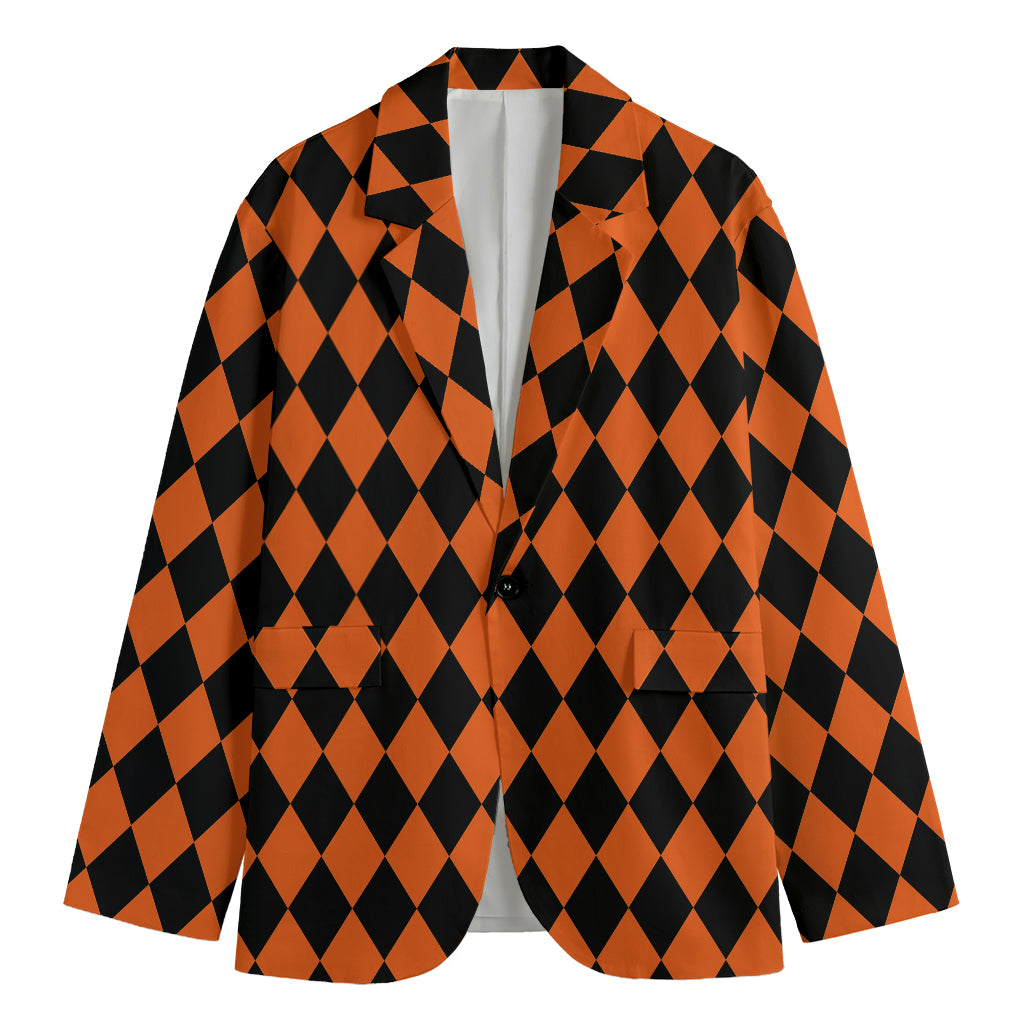 Halloween Harlequin Pattern Print Men's Cotton Blazer
