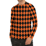 Halloween Harlequin Pattern Print Men's Long Sleeve Rash Guard
