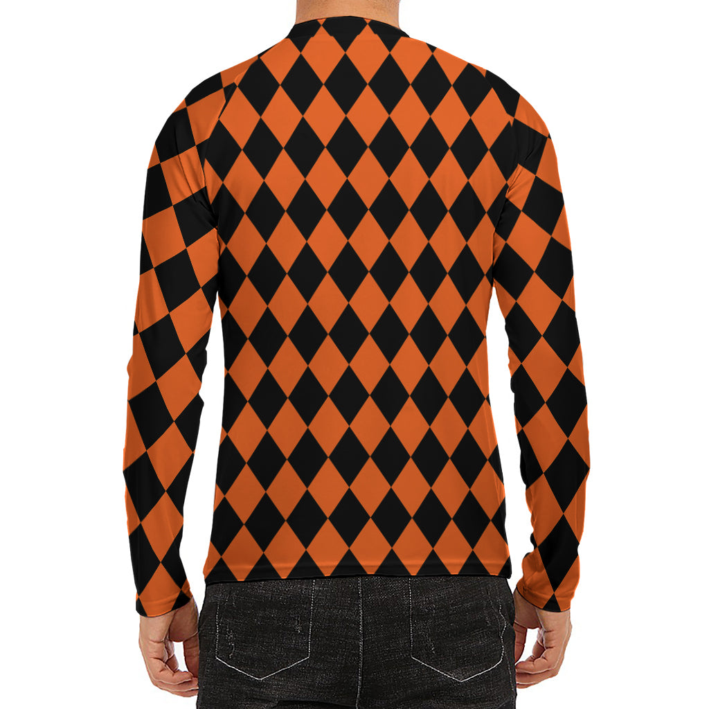 Halloween Harlequin Pattern Print Men's Long Sleeve Rash Guard