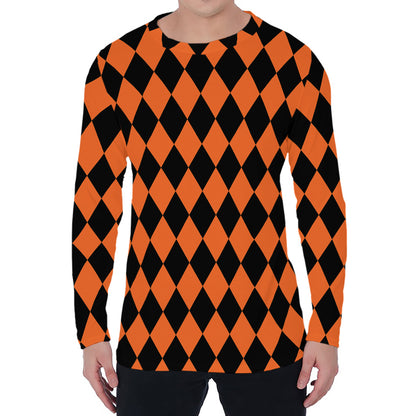 Halloween Harlequin Pattern Print Men's Long Sleeve T-Shirt