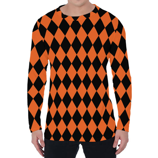 Halloween Harlequin Pattern Print Men's Long Sleeve T-Shirt