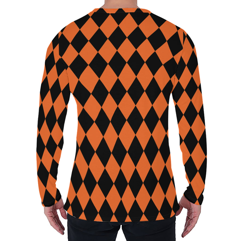 Halloween Harlequin Pattern Print Men's Long Sleeve T-Shirt