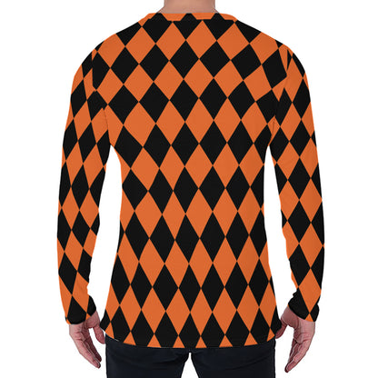 Halloween Harlequin Pattern Print Men's Long Sleeve T-Shirt