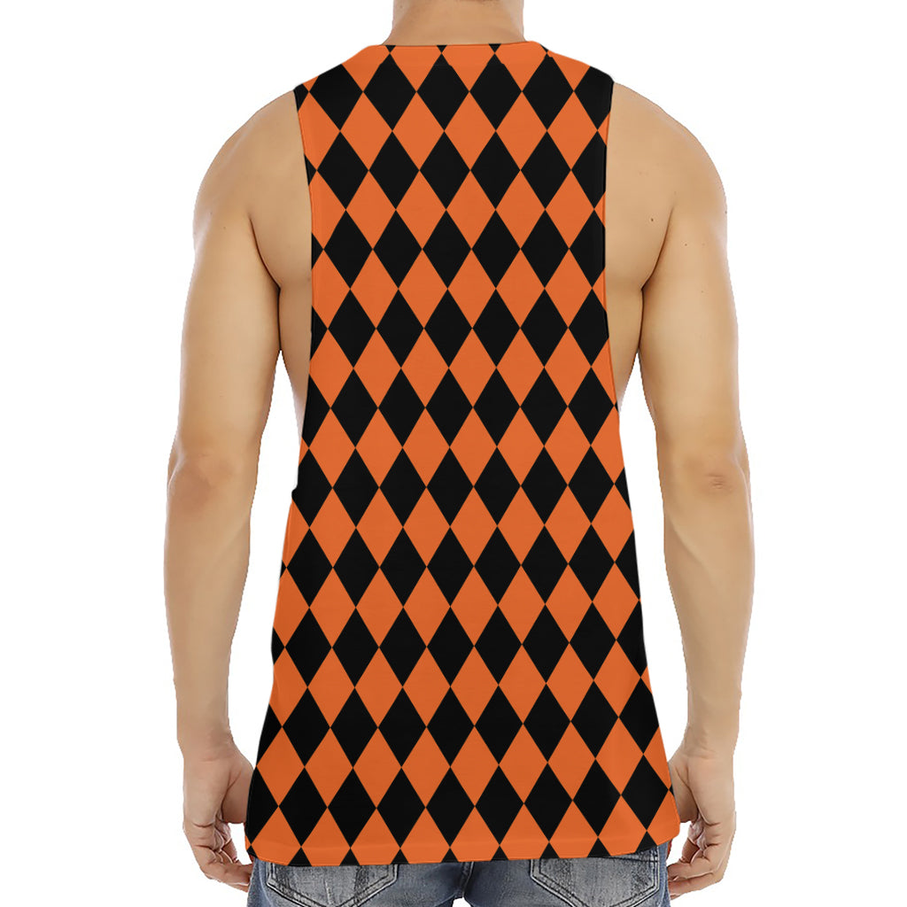 Halloween Harlequin Pattern Print Men's Muscle Tank Top