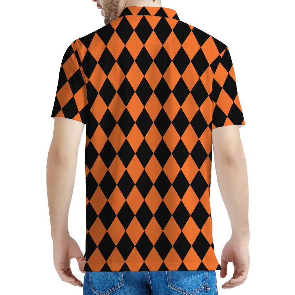 Halloween Harlequin Pattern Print Men's Polo Shirt
