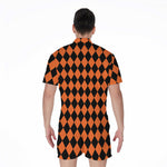 Halloween Harlequin Pattern Print Men's Rompers