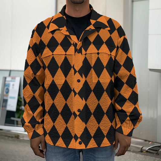 Halloween Harlequin Pattern Print Men's Shirt Jacket
