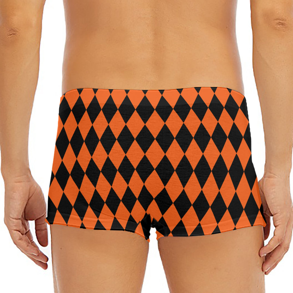 Halloween Harlequin Pattern Print Men's Short Boxer Briefs