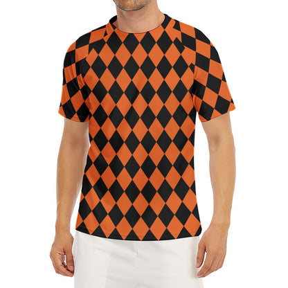 Halloween Harlequin Pattern Print Men's Short Sleeve Rash Guard