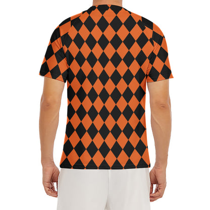 Halloween Harlequin Pattern Print Men's Short Sleeve Rash Guard